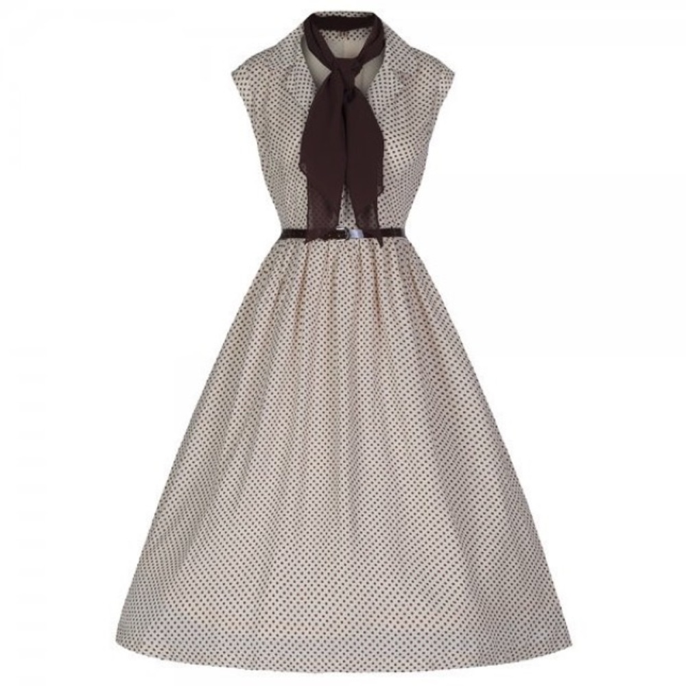 ✨NWOT Penelope’ Mocha Polka Dot Chiffon Dress